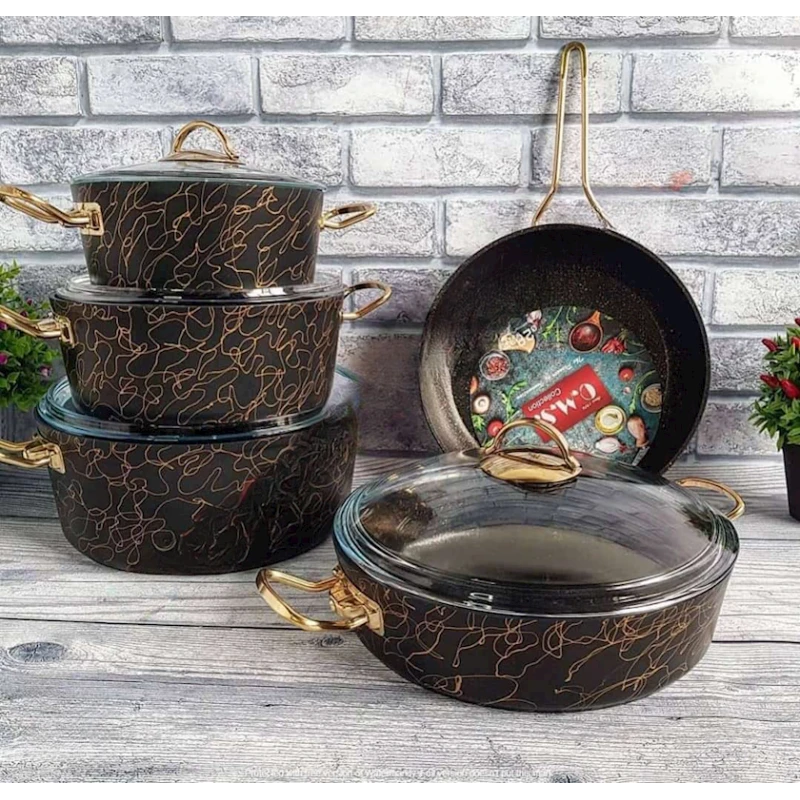 Набор кастрюль OMS 000020, 9 предметов, коричневый Набор кастрюль OMS 000020, 9 предметов, коричневый