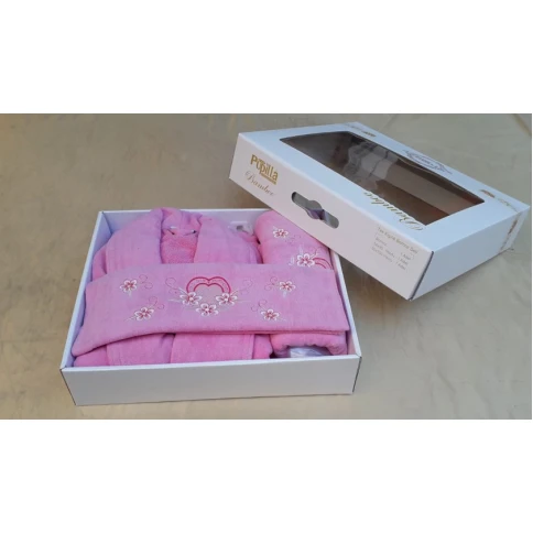 Hamam dəsti MiraNova CTS-471 (xələt + hamam dəsmalı + əl dəsmalı), velür, çəhrayı