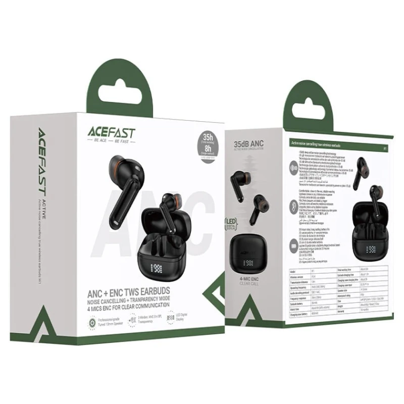 Беспроводные наушники Acefast ANC TWS Earbuds W1