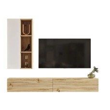 TV üçün tumba Ev Plus 12115853, LDSP, ağ/qəhvəyi, 180x27x25 sm