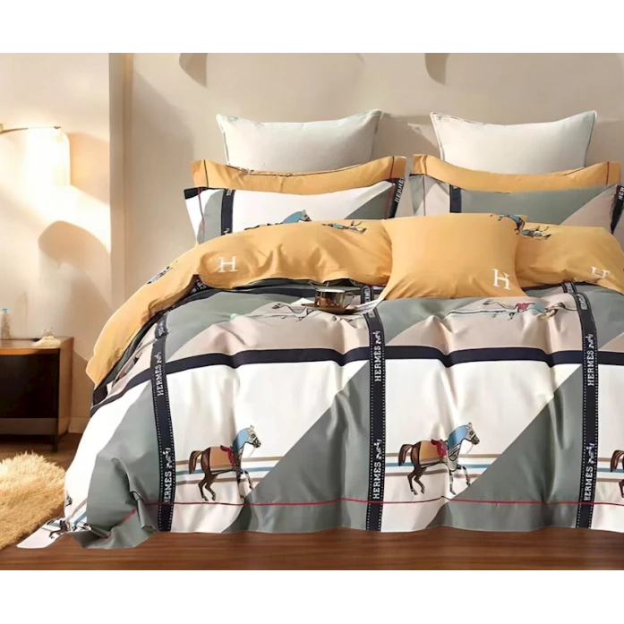 Комплект постельного белья Luxe Cotton 000774, пододеяльник 200x220 см, простыня 240x260 см, наволочка 50х70 см, двуспальный, сатин, разноцветный