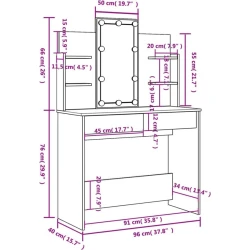 Туалетный столик Art Mebel 87, ламинат, антрацит, 150x100x40 см Туалетный столик Art Mebel 87, ламинат, антрацит, 150x100x40 см