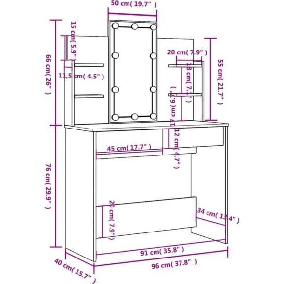 Туалетный столик Art Mebel 87, ламинат, антрацит, 150x100x40 см Туалетный столик Art Mebel 87, ламинат, антрацит, 150x100x40 см