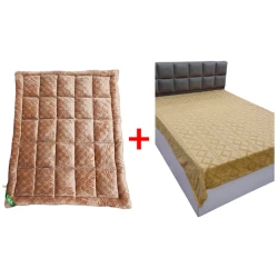 Матрас Sahara, велюр, золотистый, 160х200 см + Плед Sahara SHA-00001642, двуспальный, велюр, желтый, 160x220 см В подарок