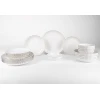 Набор тарелок Kutahya Porselen Bone Luz Form Platinum, 24 предмета, фарфор, на 6 персон, белый/серебристый Набор тарелок Kutahya Porselen Bone Luz Form Platinum, 24 предмета, фарфор, на 6 персон, белый/серебристый