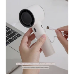 Ağ rəngli mini ventilyator, mini fan, USB şarjlı