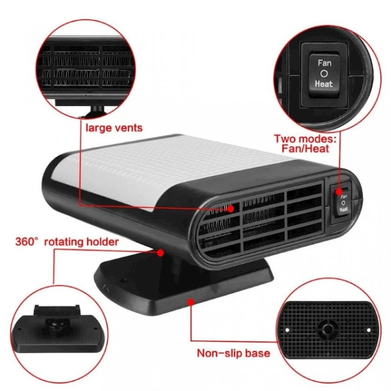 Автомобильный салонный вентилятор Portable Auto Heater Fan 12V Gray Автомобильный салонный вентилятор Portable Auto Heater Fan 12V Gray