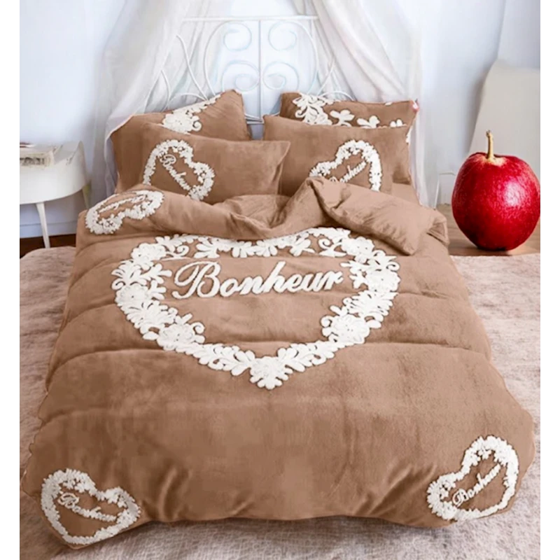 Комплект постельного белья Narlı 000293, пододеяльник 200х230 см, простыня 250x250 см, наволочка 50x70 см (2 шт), двуспальный, коричневый