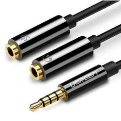 Кабель Ugreen AV141 Mini Jack 3.5mm Male to 2x Mini Jack 3.5mm Female, 20 см Кабель Ugreen AV141 Mini Jack 3.5mm Male to 2x Mini Jack 3.5mm Female, 20 см