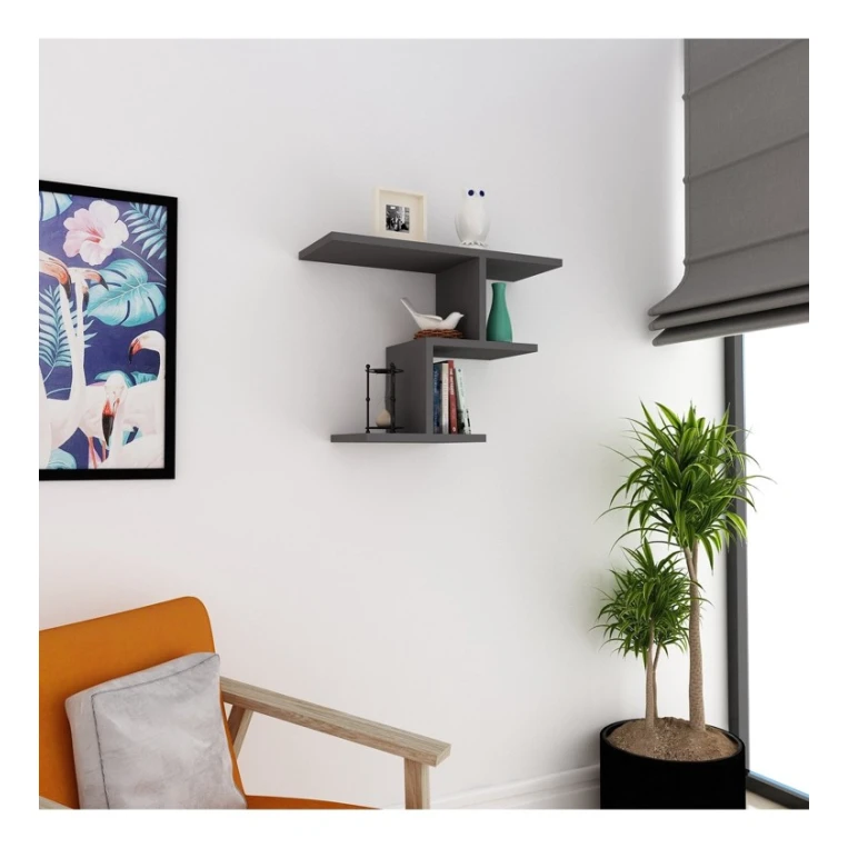 Divar rəfi Art Mebel 125, laminat, 43х60х22 sm, antrasit