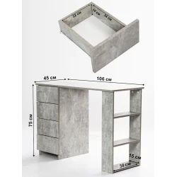 Письменный стол Letta ЛДСП, серый, 75х50х110 см