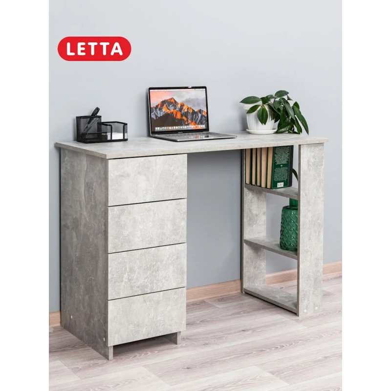 Письменный стол Letta ЛДСП, серый, 75х50х110 см Письменный стол Letta ЛДСП, серый, 75х50х110 см