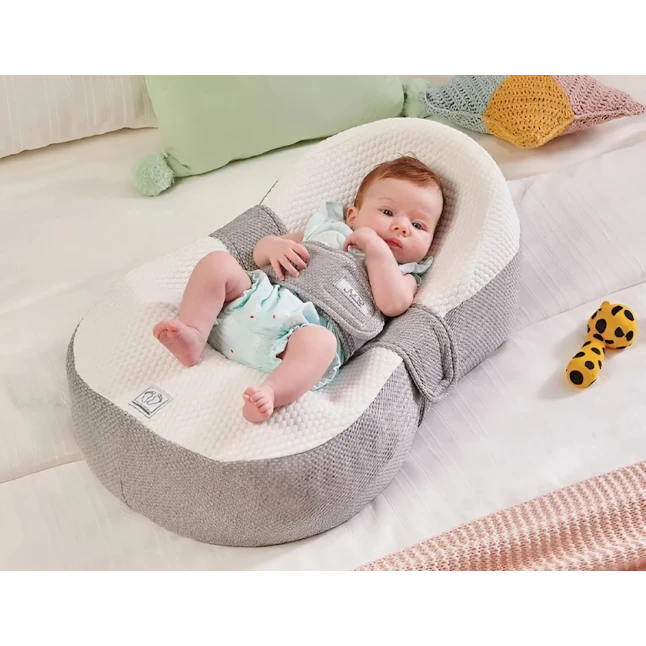 Кокон-гнездышко Yataş Juno, 40x68 см, белое/серое Кокон-гнездышко Yataş Juno, 40x68 см, белое/серое