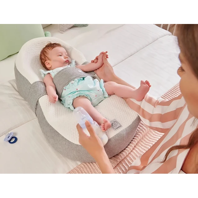 Кокон-гнездышко Yataş Juno, 40x68 см, белое/серое Кокон-гнездышко Yataş Juno, 40x68 см, белое/серое