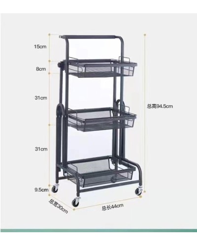 Mətbəx arabası nh_86avt, metal, qara, 94.5х30х44 sm