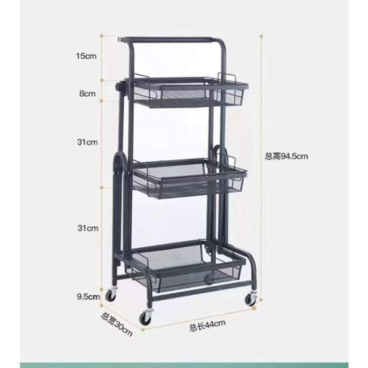 Кухонная тележка nh_86avt, металл, черная, 94.5х30х44 см