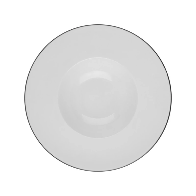 Тарелка глубокая ID-Fine Modest Black Miro, фарфор, белая/черная, 460 мл, 29 см Тарелка глубокая ID-Fine Modest Black Miro, фарфор, белая/черная, 460 мл, 29 см