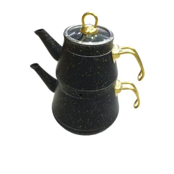 Двухэтажный чайник OM232, черный/золотистый, чайник для кипячения воды 2 л, чайник для заварки 1 л Двухэтажный чайник OM232, черный/золотистый, чайник для кипячения воды 2 л, чайник для заварки 1 л