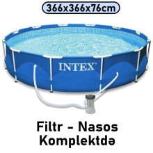 Hovuz Intex 6503TX28212, karkas, filtr-nasoslu, dairəvi, həcm 6503 l, mavi, 366x366x76 sm - 6503TX28212