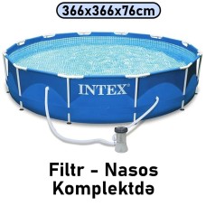Hovuz Intex 6503TX28212, karkas, filtr-nasoslu, dairəvi, həcm 6503 l, mavi, 366x366x76 sm - 6503TX28212