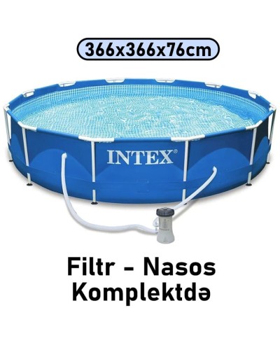 Hovuz Intex 6503TX28212, karkas, filtr-nasoslu, dairəvi, həcm 6503 l, mavi, 366x366x76 sm - 6503TX28212