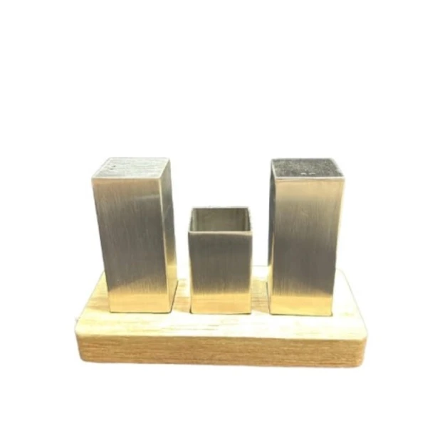 Duz qabı ilə istiot qabı dəsti SLZ-519, metal, gümüşü