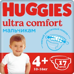 Подгузники Huggies Ultra Comfort для мальчиков 4+, 10-16 кг, 17 шт.