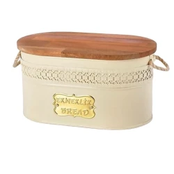 Хлебница NH_953K, 27x27x18 см, металл/дерево, кремовая Хлебница NH_953K, 27x27x18 см, металл/дерево, кремовая