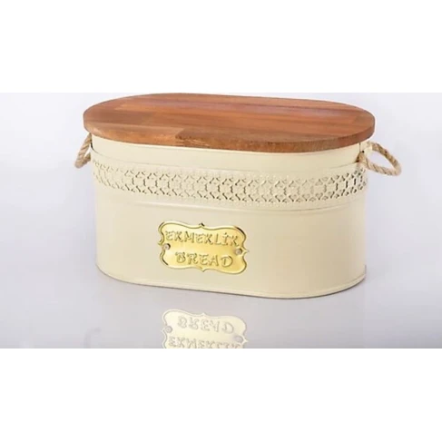 Хлебница NH_953K, 27x27x18 см, металл/дерево, кремовая Хлебница NH_953K, 27x27x18 см, металл/дерево, кремовая