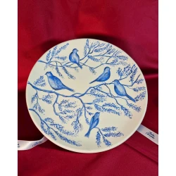 Декоративная тарелка Niche Ceramic, керамика, белая/голубая, 28 см