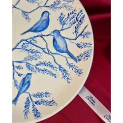 Декоративная тарелка Niche Ceramic, керамика, белая/голубая, 28 см