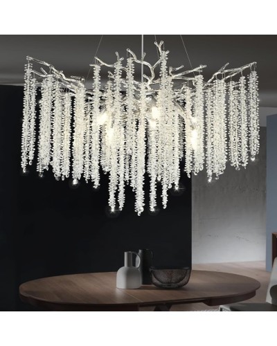 Asma çılçıraq Silver 33001-600, kristal budaq formalı, E14 LED, diametr 460 mm - Silver 33001-600