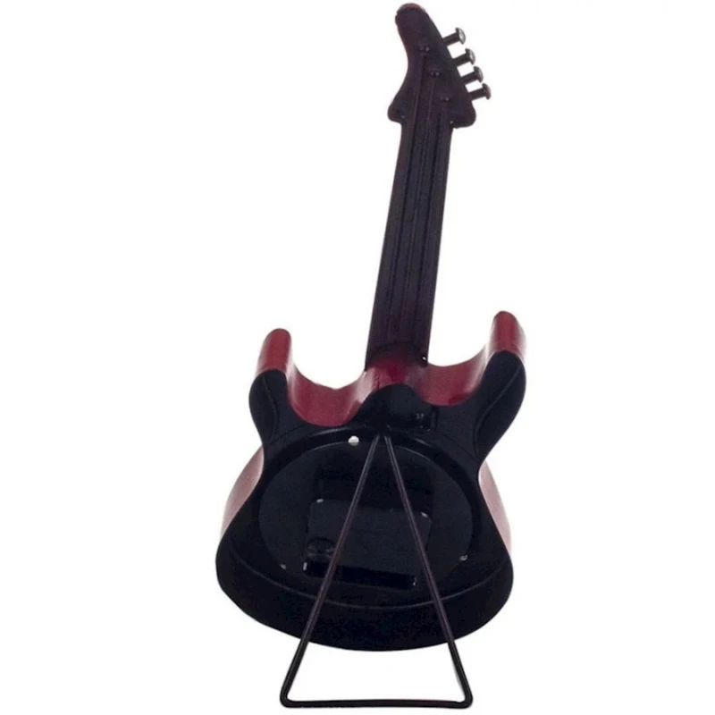 Настольные часы Гитара, нержавеющая сталь, 35x4.5x33 см, красный