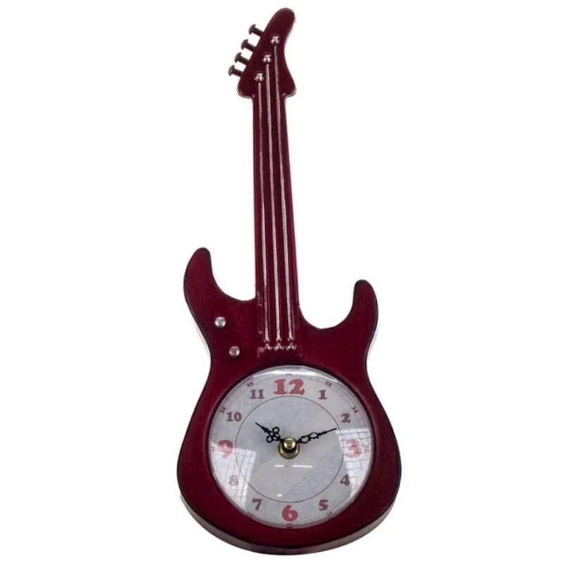 Настольные часы Гитара, нержавеющая сталь, 35x4.5x33 см, красный