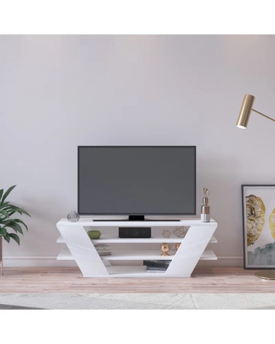 TV üçün tumba Ev Plus Minima, LDSP, ağ, 150x35x40 sm