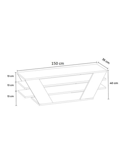 TV üçün tumba Ev Plus Minima, LDSP, ağ, 150x35x40 sm