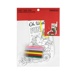 Набор для росписи Miniso Mini Family Christmas Series Painting Christmas Sock Mini Family & Car 6 маркеров