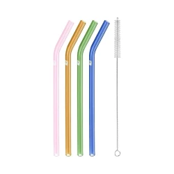 Набор трубочек с щеточкой с изогнутым наконечником Zwilling Sorrento, стекло, разноцветный, 23 см, 5 предметов