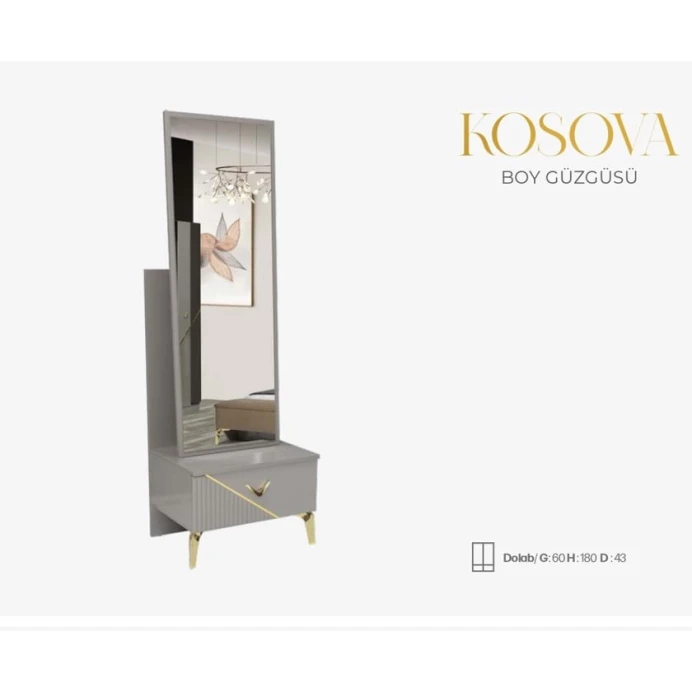 Комод Kosova, с большим зеркалом, 60x43x180 см, местное производство - AL-79 Комод Kosova, с большим зеркалом, 60x43x180 см, местное производство - AL-79