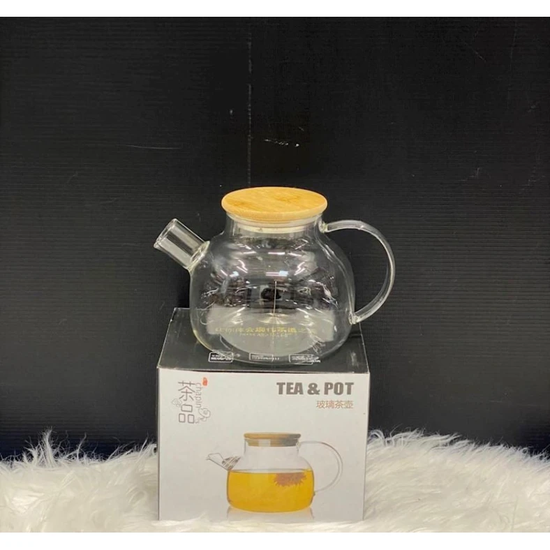 Dəmləmə çaydanı SHA-3028, 1000 ml, şüşə/bambuk, şəffaf/qəhvəyi