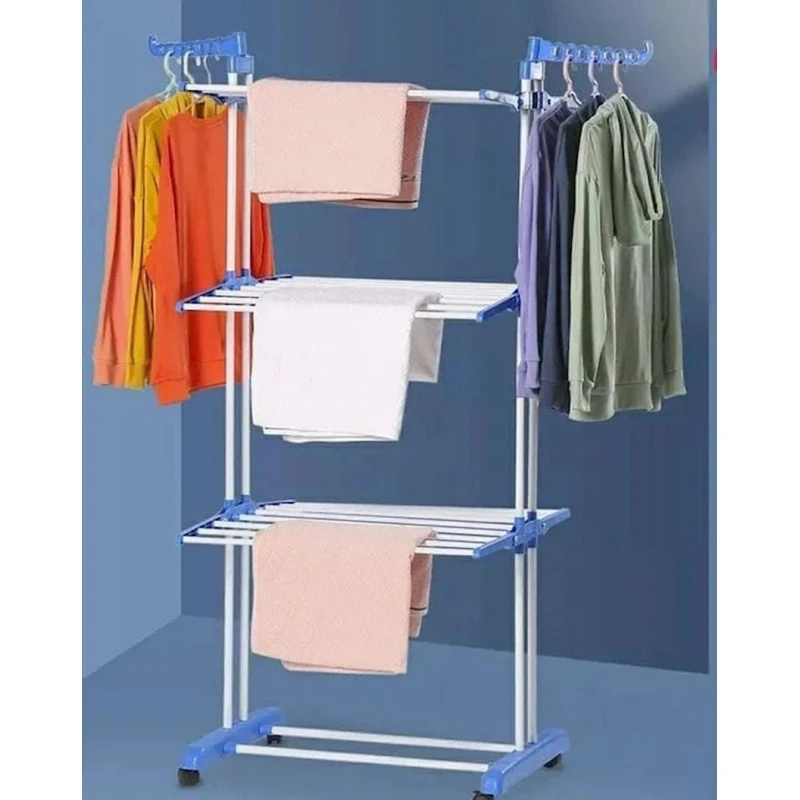 Сушилка для белья HomeStore_MM02, нержавеющая сталь, белая/голубая, 64x170 см Сушилка для белья HomeStore_MM02, нержавеющая сталь, белая/голубая, 64x170 см