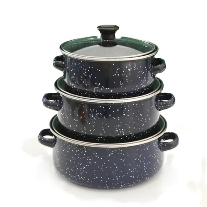 Набор кастрюль Sultan BYHST-14G, с крышками, синий, 16/18/20 см, 6 предметов