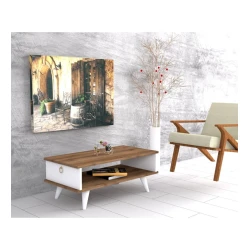 Jurnal masası Art_55, laminat, ağ/qəhvəyi, 40x90x45 sm