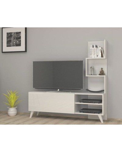 TV üçün tumba TV Ev Plus 12115770, LDSP, ağ, 150x130x35 sm