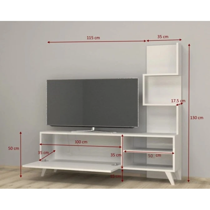 TV üçün tumba TV Ev Plus 12115770, LDSP, ağ, 150x130x35 sm TV üçün tumba TV Ev Plus 12115770, LDSP, ağ, 150x130x35 sm