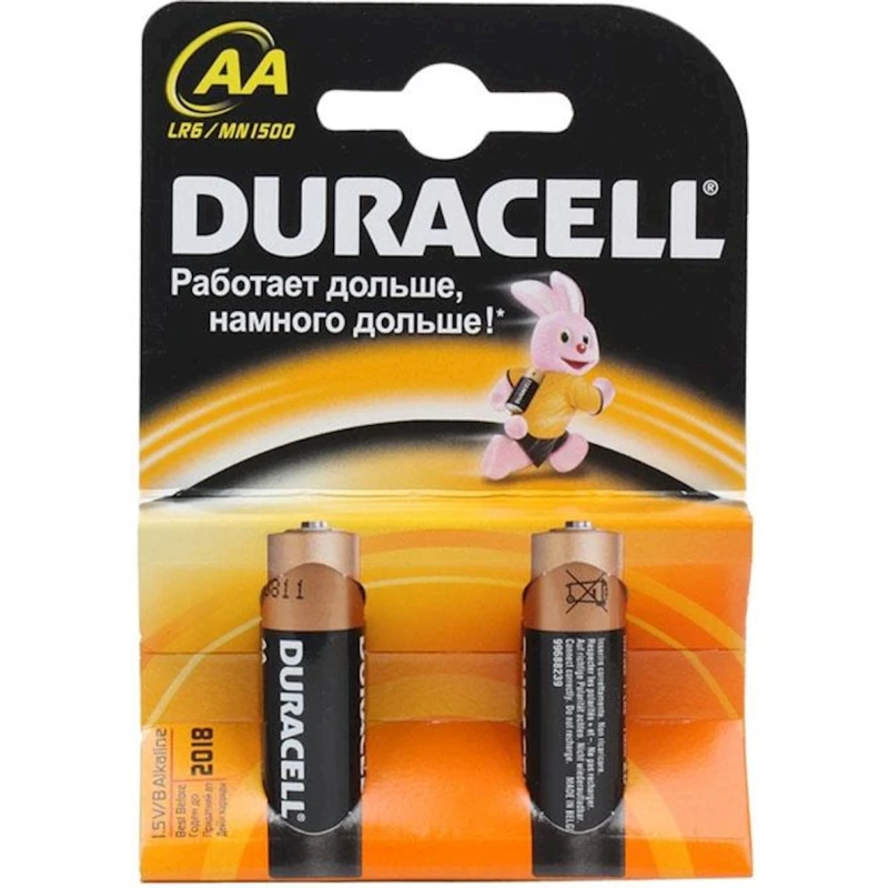 Батарейка Duracell AA Basic LR6 MN1500, 2шт Батарейка Duracell AA Basic LR6 MN1500, 2шт