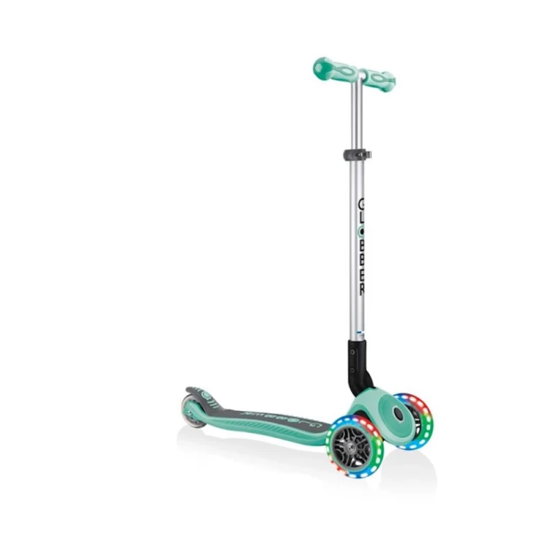 Самокат-кикборд Globber Primo Foldable Premium Lights, детский, от 3 лет, максимальный вес 50 кг, мятный