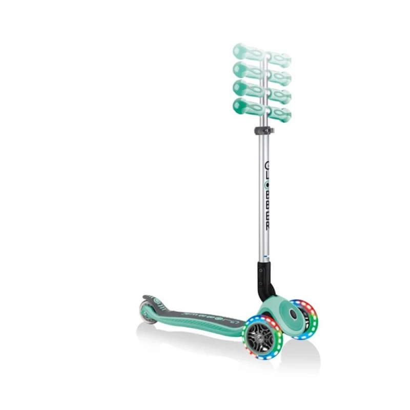 Самокат-кикборд Globber Primo Foldable Premium Lights, детский, от 3 лет, максимальный вес 50 кг, мятный