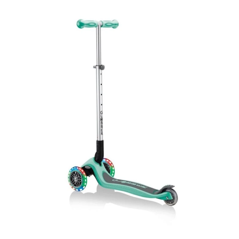 Самокат-кикборд Globber Primo Foldable Premium Lights, детский, от 3 лет, максимальный вес 50 кг, мятный