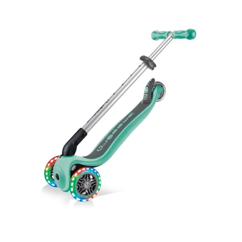 Самокат-кикборд Globber Primo Foldable Premium Lights, детский, от 3 лет, максимальный вес 50 кг, мятный